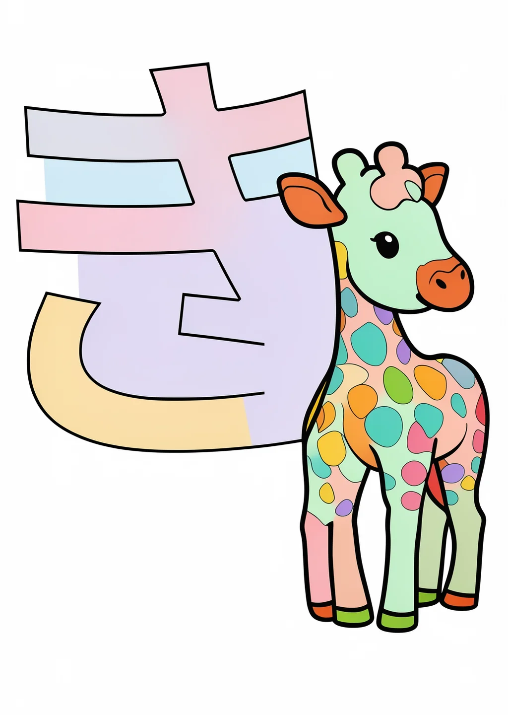 ひらがな「き」の塗り絵の見本