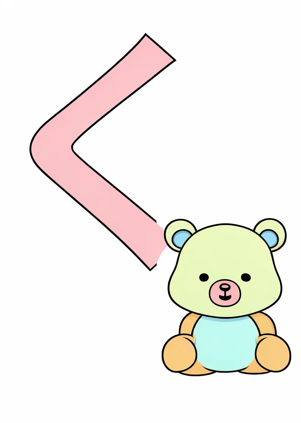 ひらがな「く」の塗り絵の見本