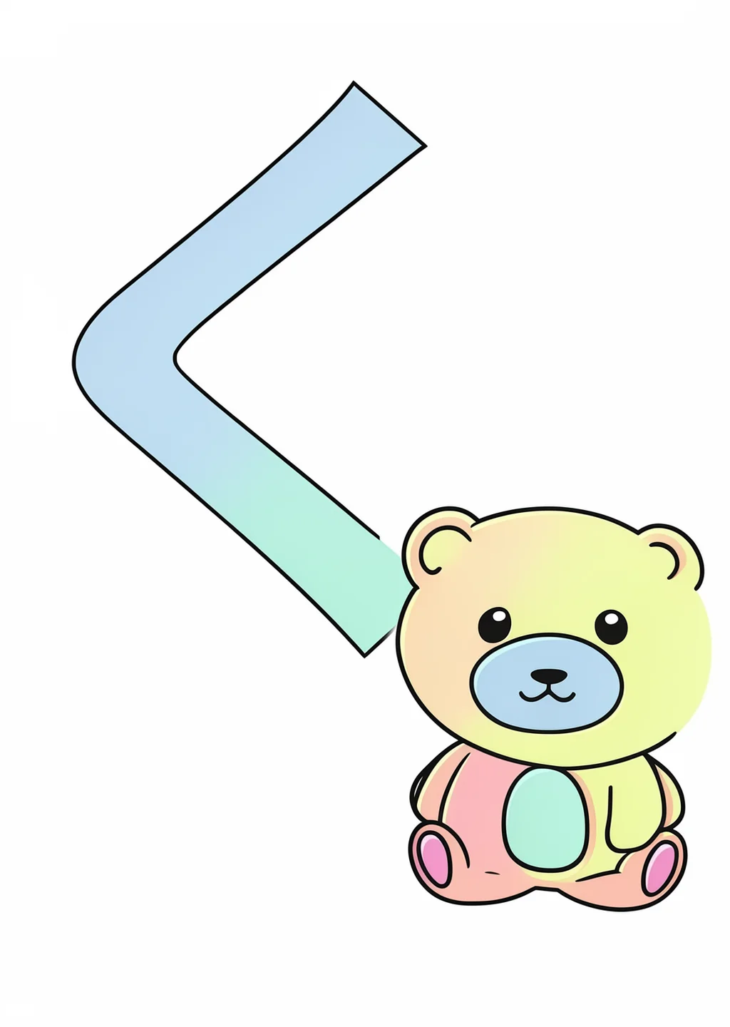ひらがな「く」の塗り絵の見本