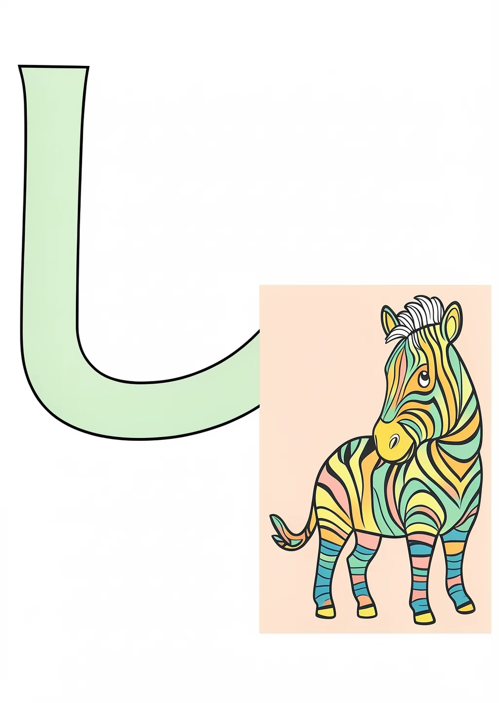 ひらがな「し」の塗り絵の見本