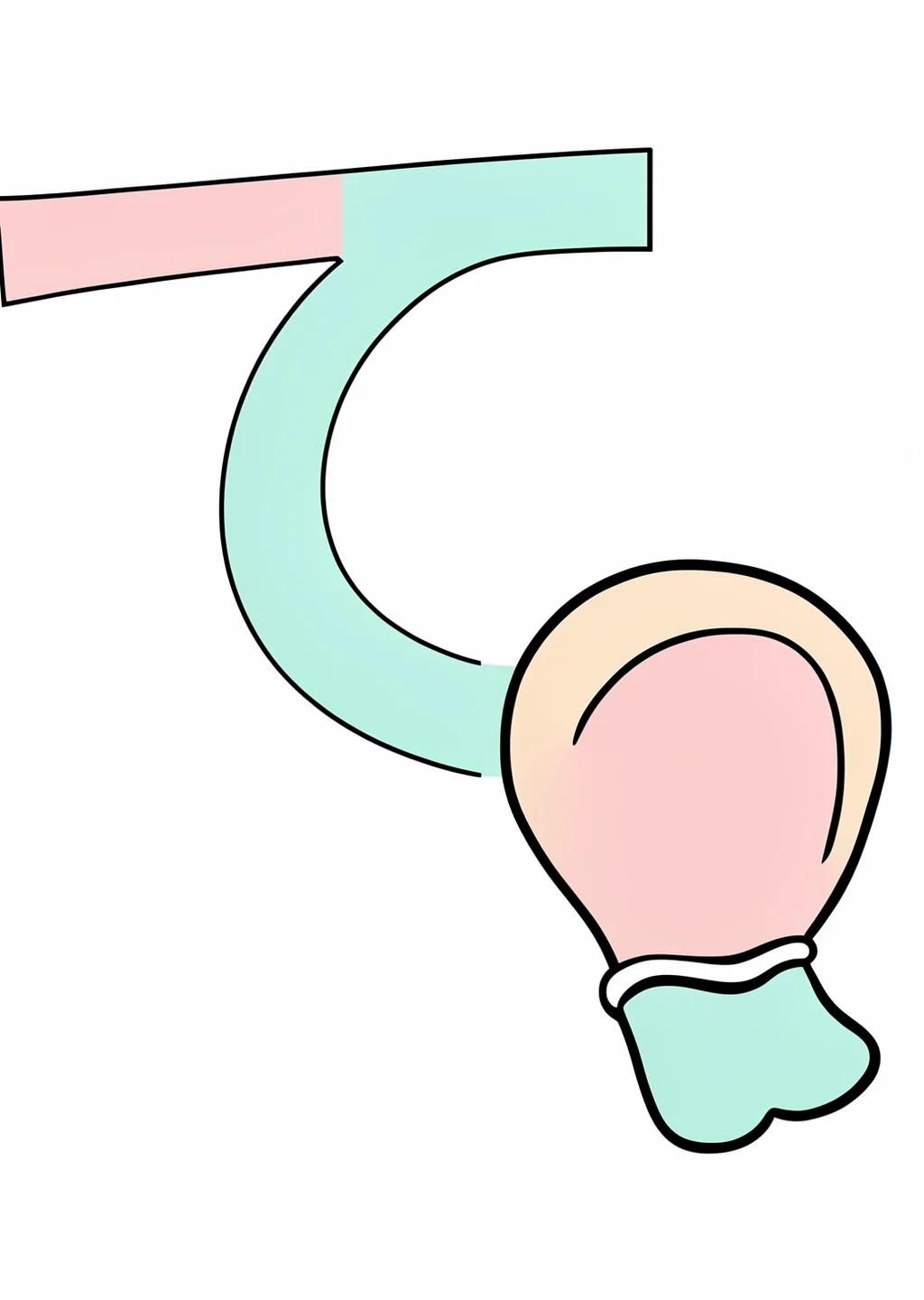 ひらがな「て」の塗り絵の見本