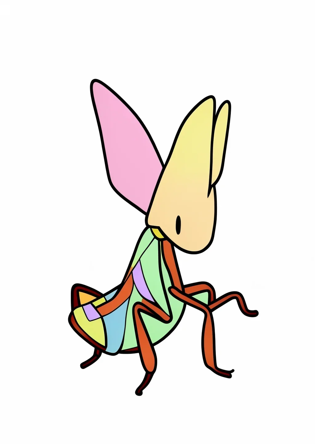 かまきりの塗り絵の見本