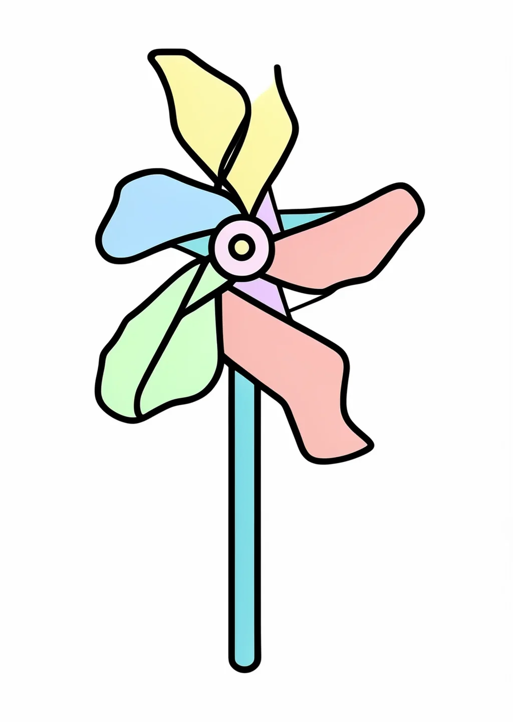 風車の塗り絵の見本