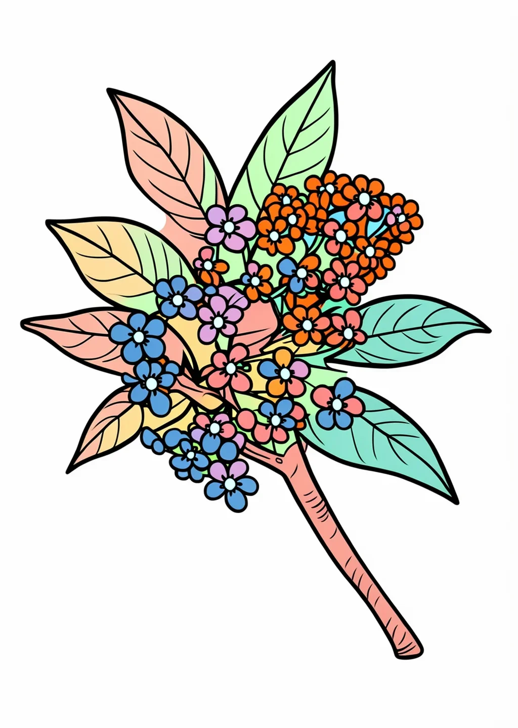 金木犀の花の塗り絵の見本