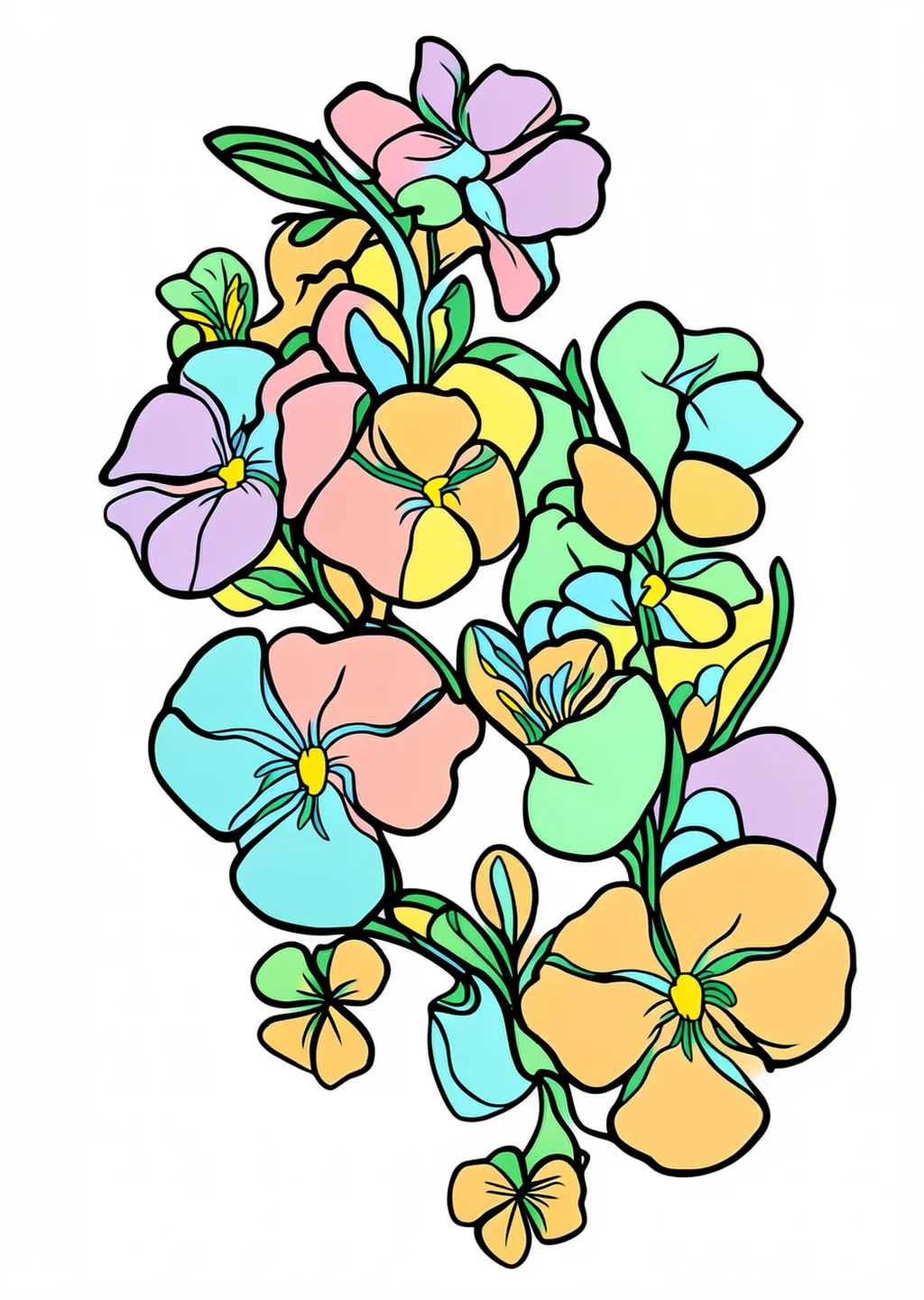 朝顔の塗り絵の見本