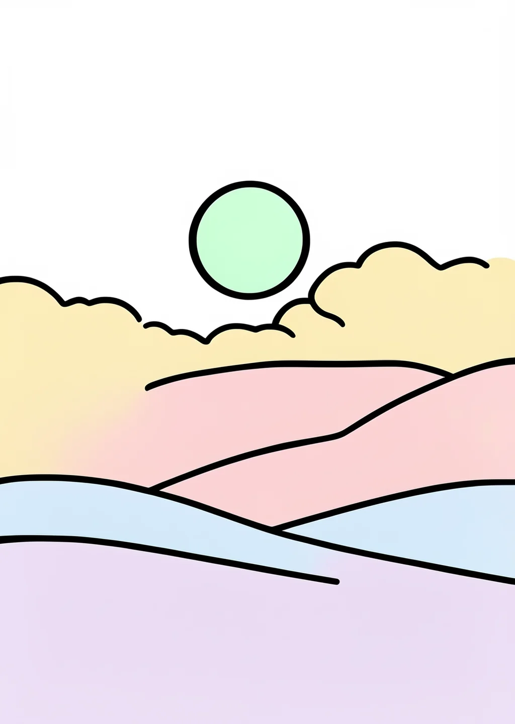 朝日の塗り絵の見本