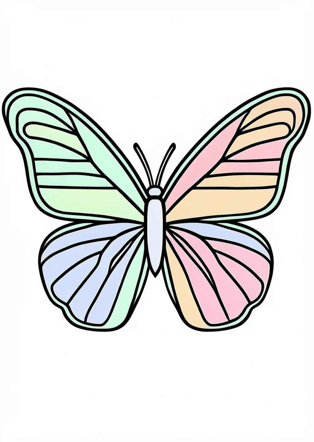 ちょうちょの塗り絵(高齢者向け・簡単)の見本