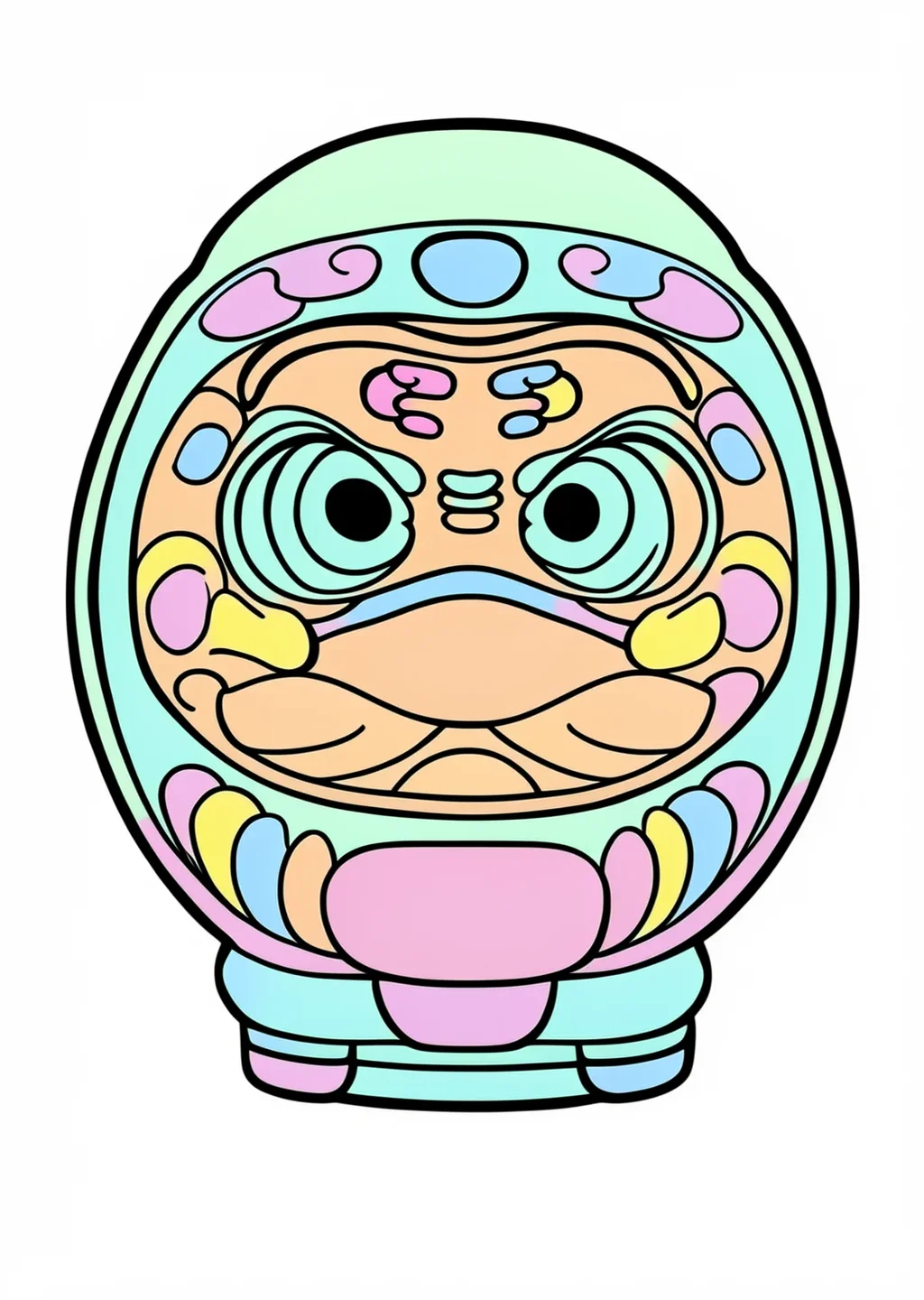 だるまの塗り絵（高齢者向け・簡単）の見本