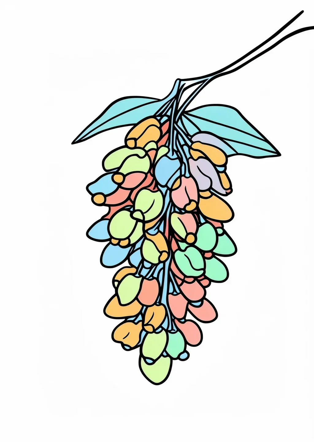 藤の花の塗り絵(高齢者向け・簡単)の見本