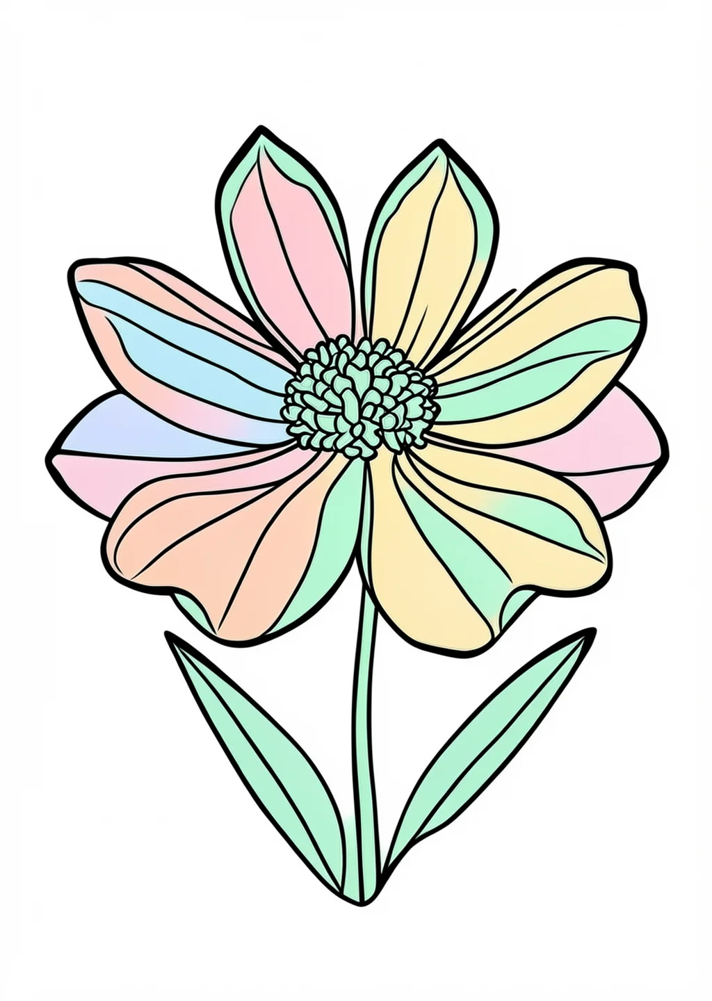 福寿草の塗り絵の見本
