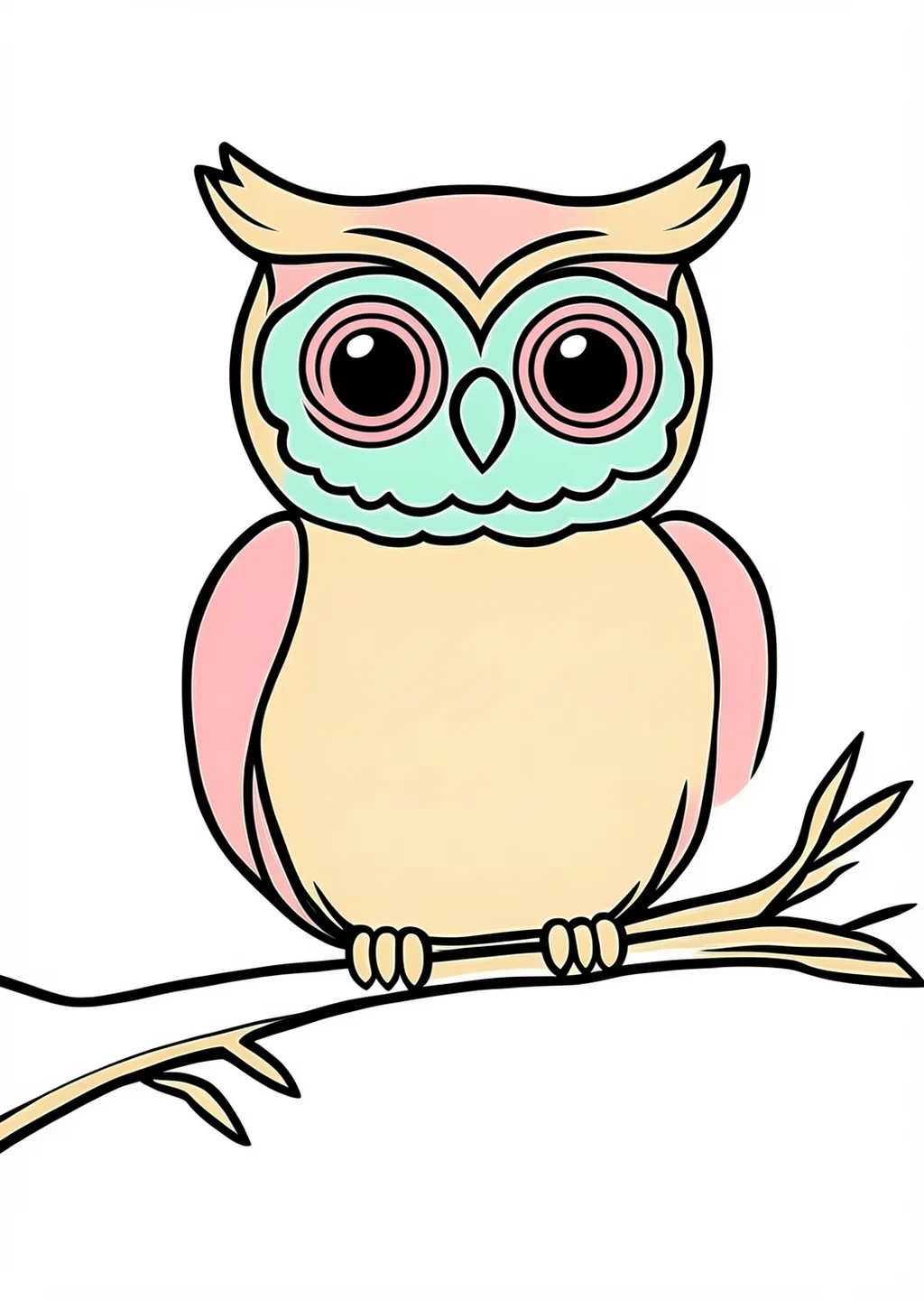 ふくろうの塗り絵の見本