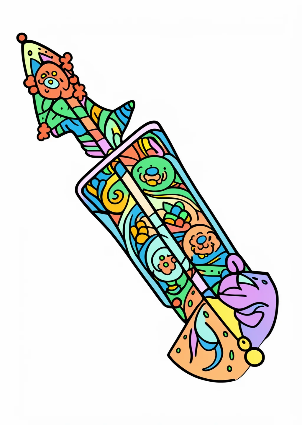 破魔矢の塗り絵の見本