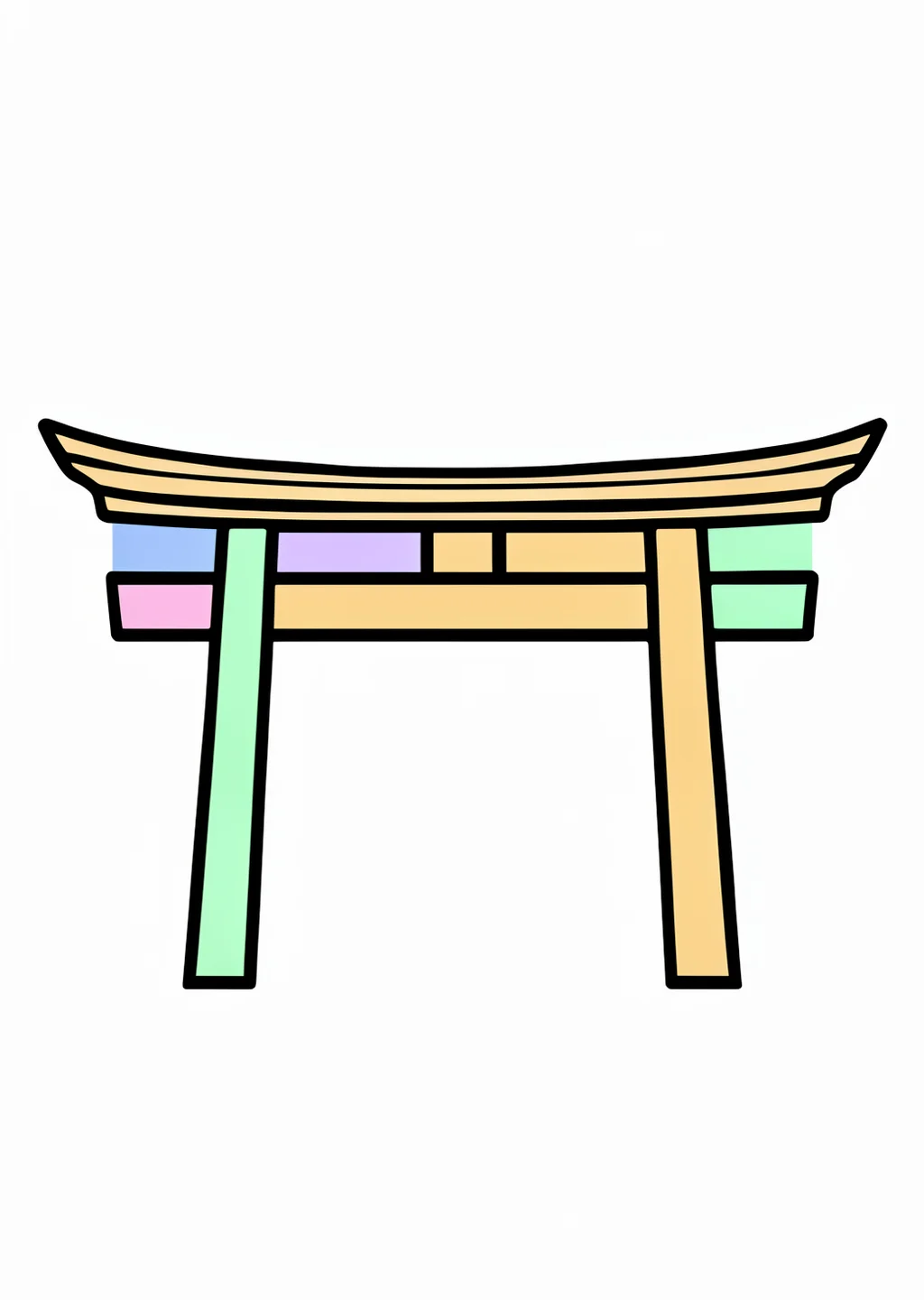 初詣の塗り絵の見本