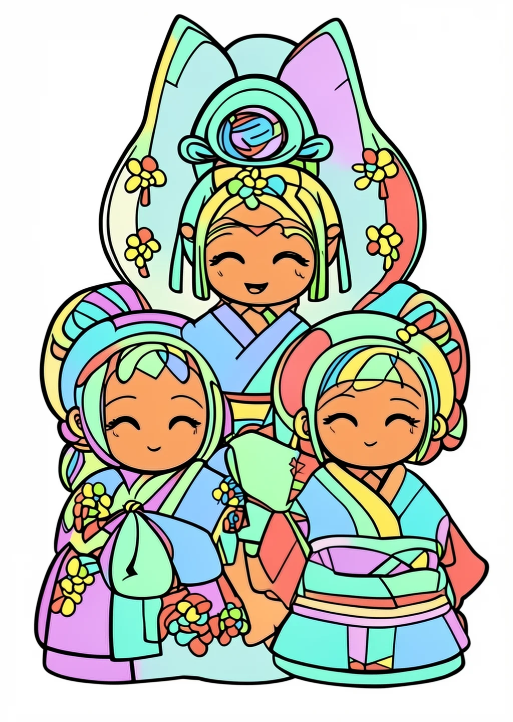ひな祭りひな人形の塗り絵の見本