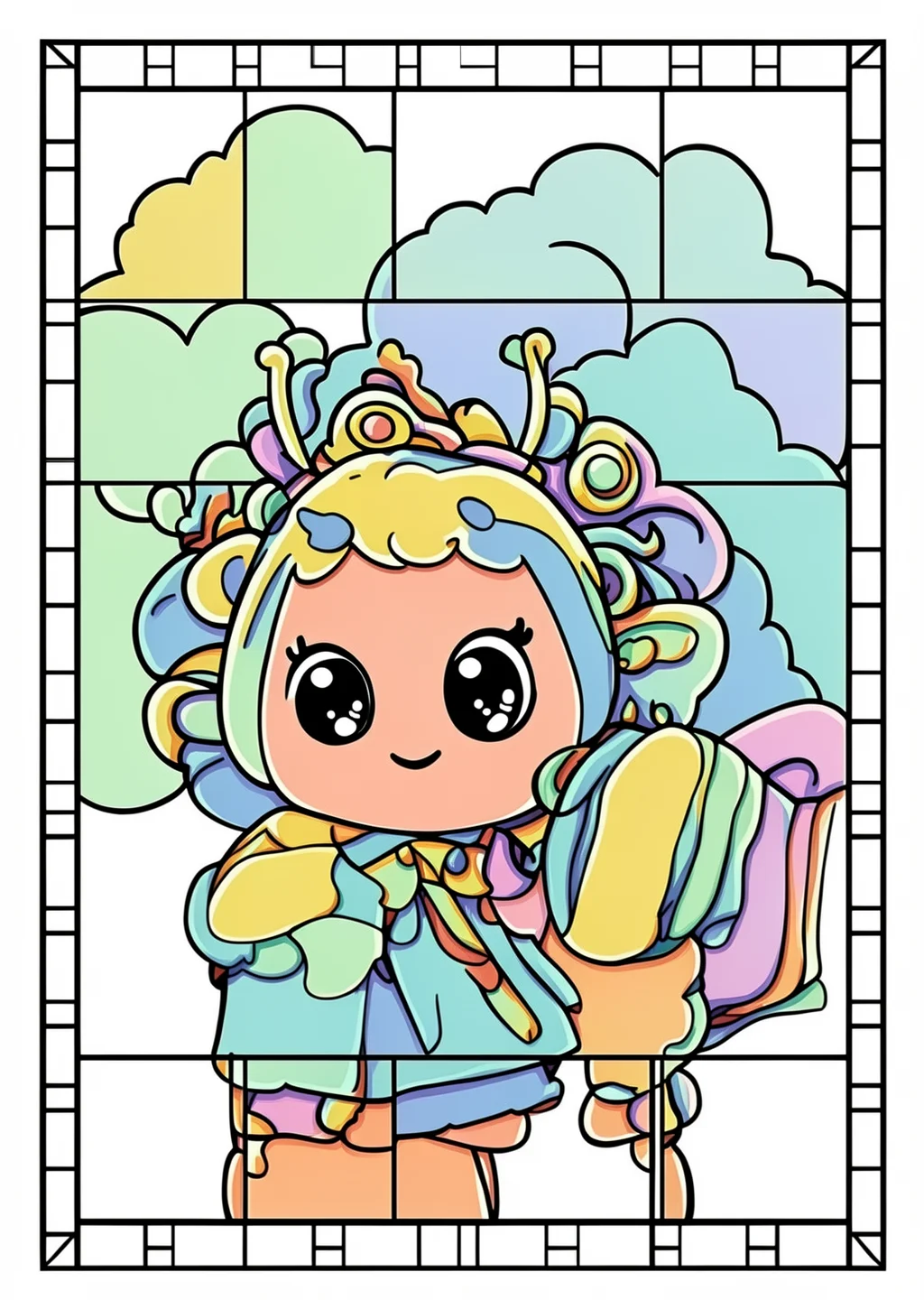 市松文様の塗り絵の見本
