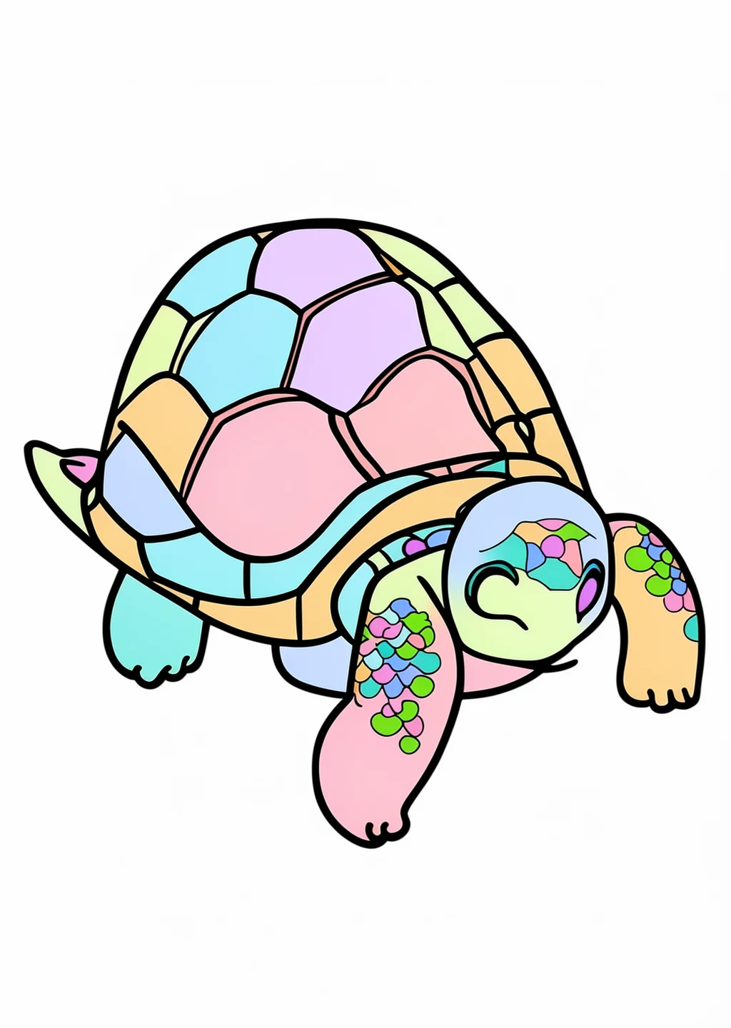 亀の塗り絵の見本