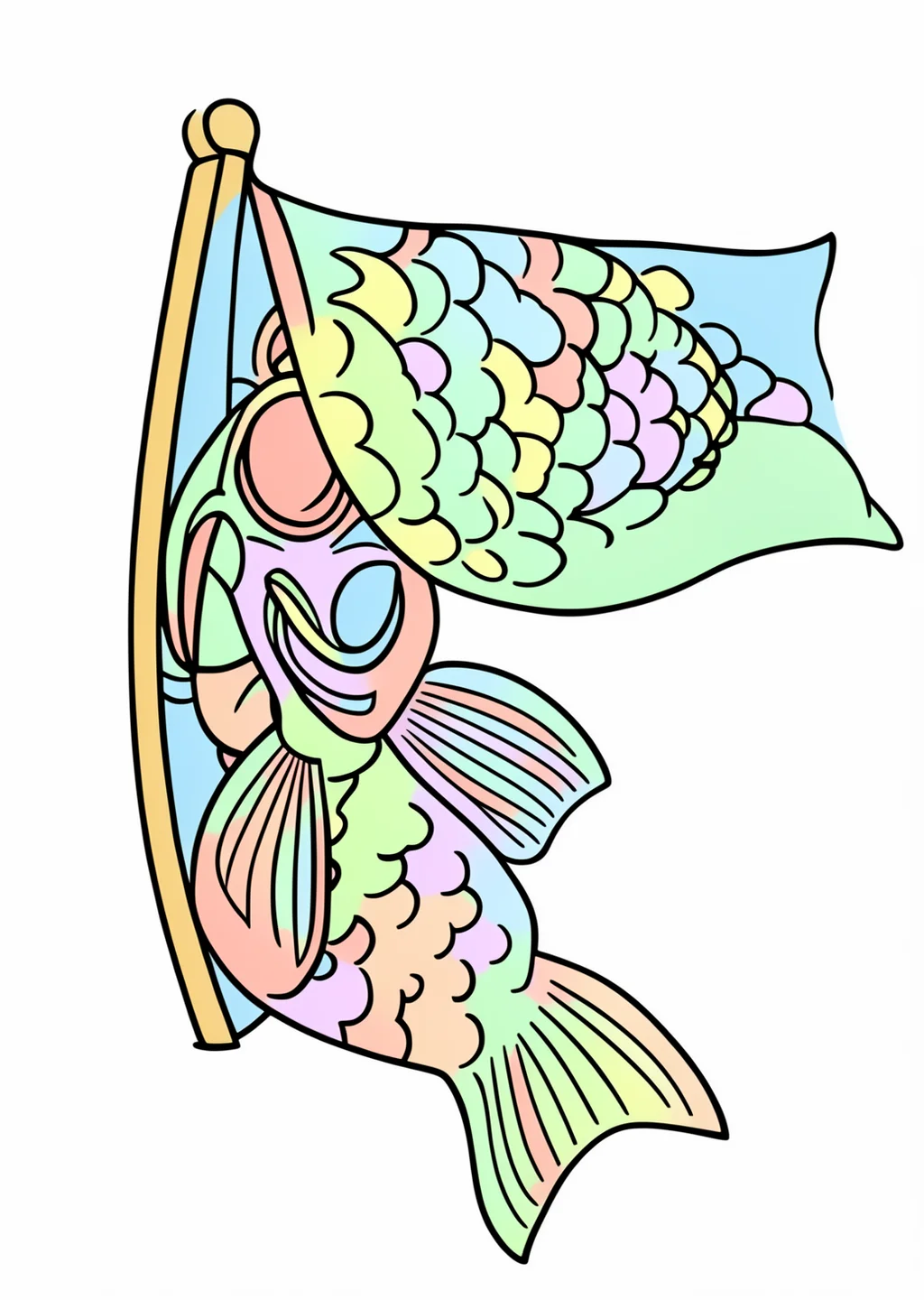 こいのぼりの塗り絵の見本