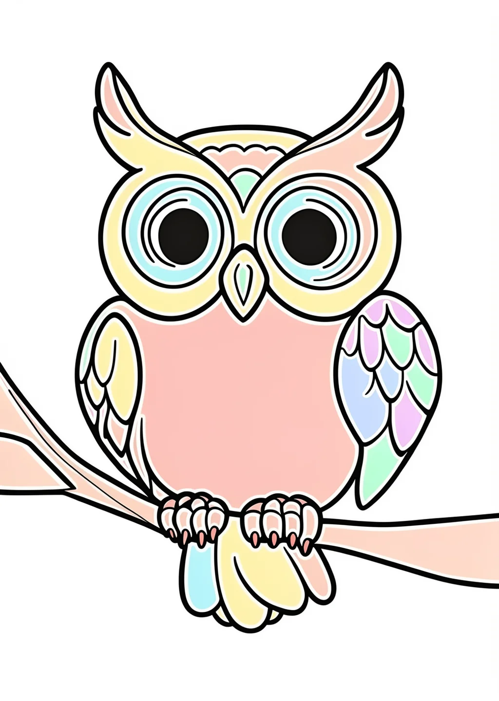 みみずくの塗り絵の見本