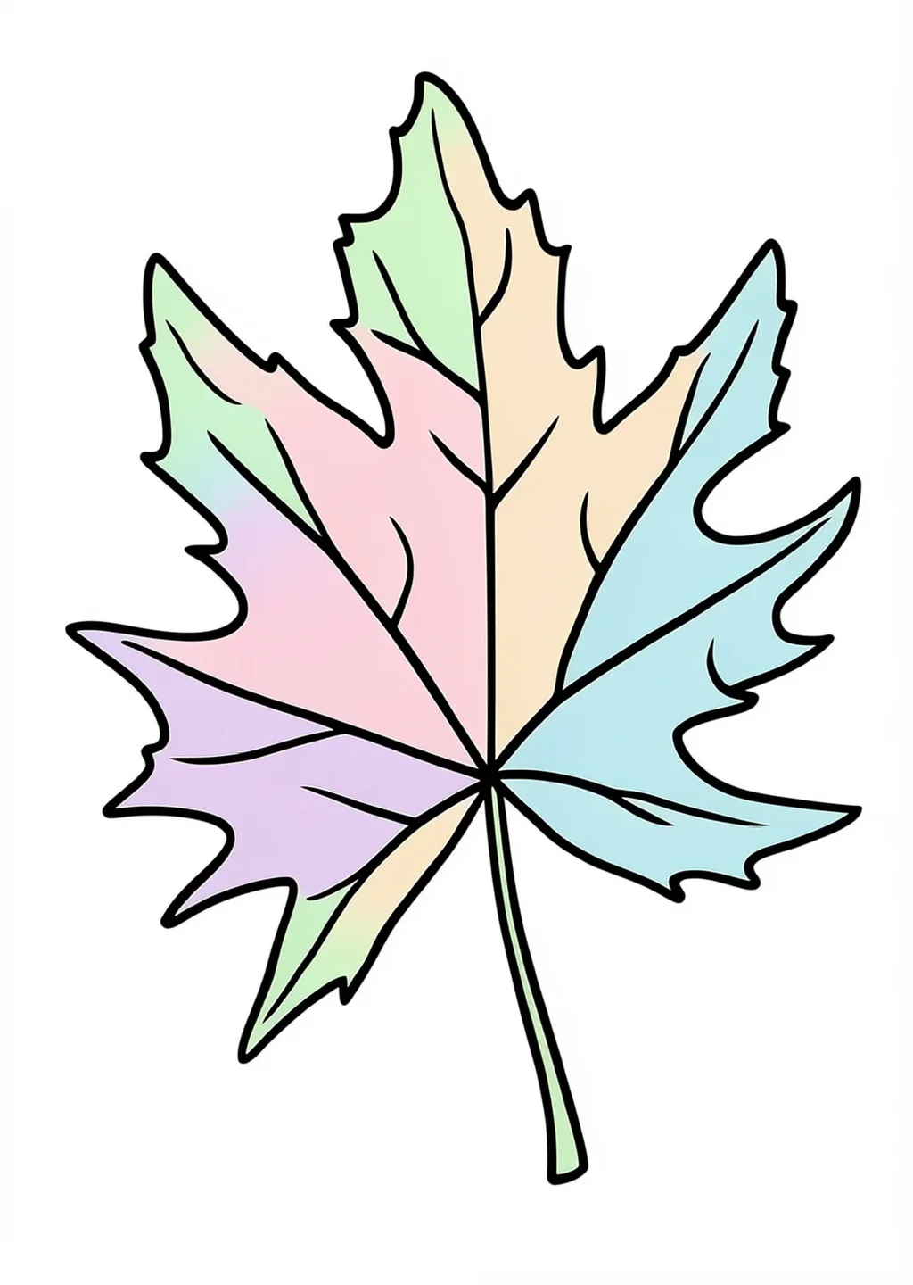 紅葉の塗り絵（高齢者向け・簡単）の見本