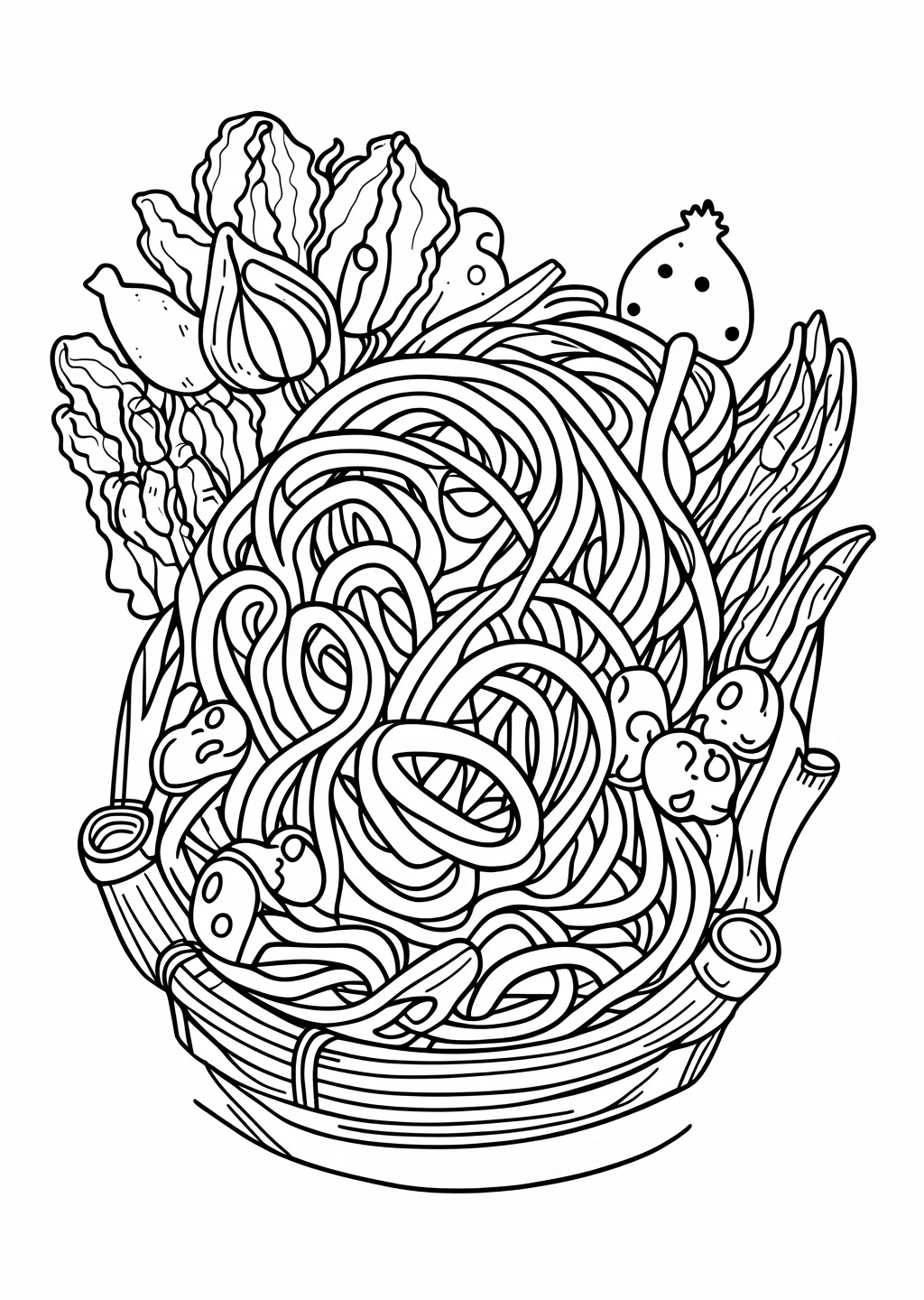 流しそうめんの塗り絵