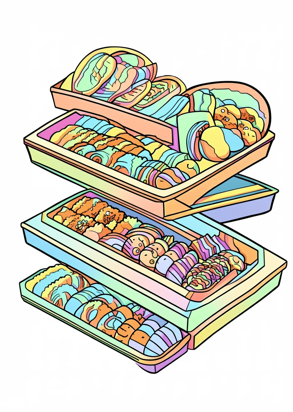 おせち料理の塗り絵の見本