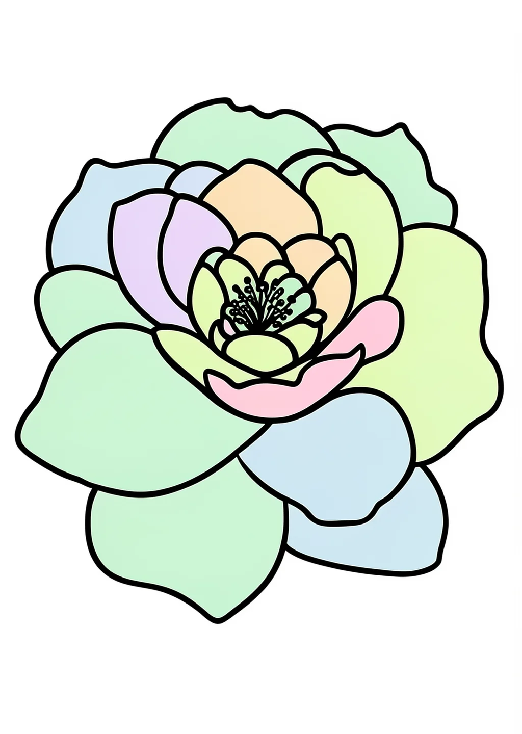 さざんかの塗り絵の見本