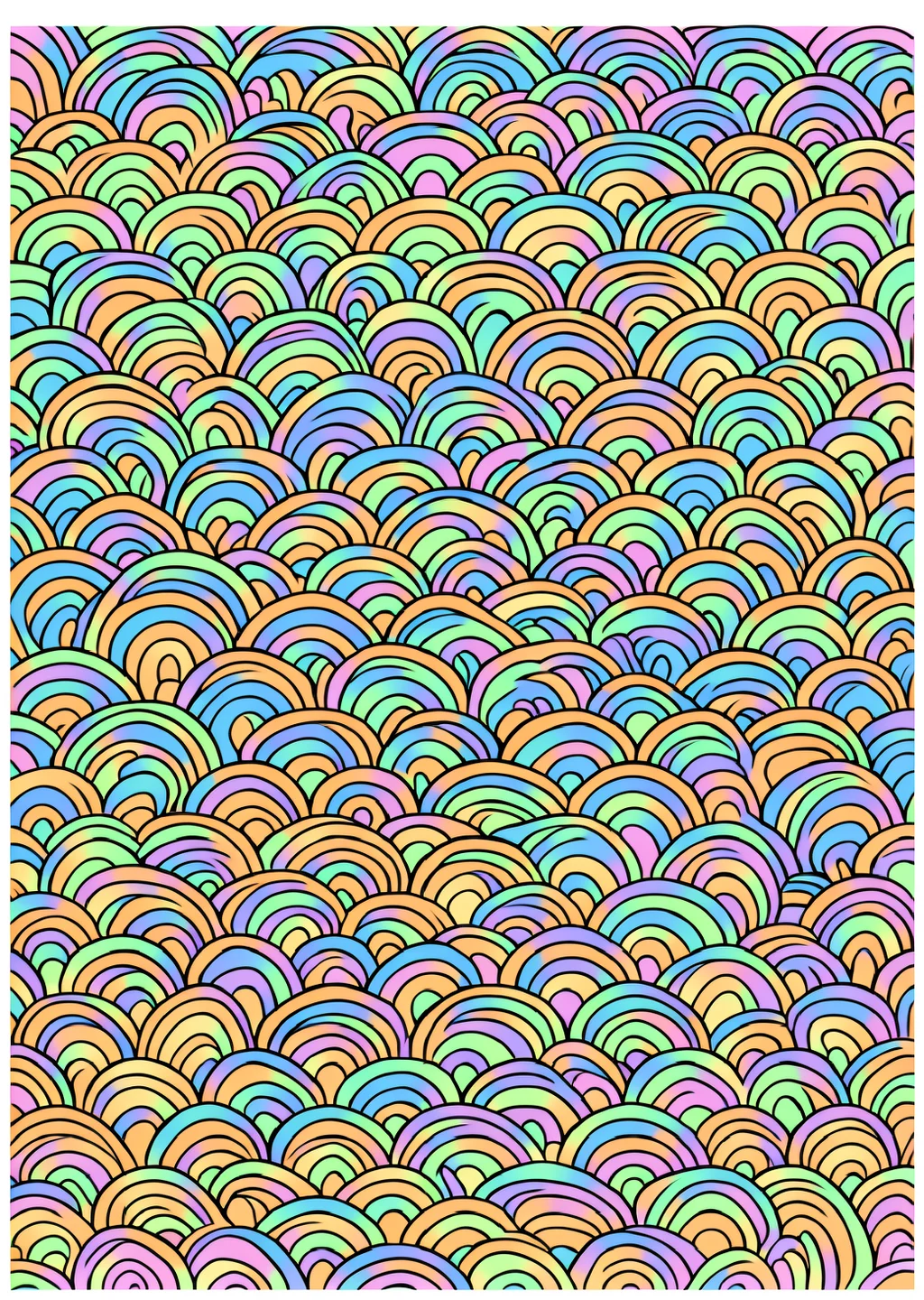 青海波文様の塗り絵の見本