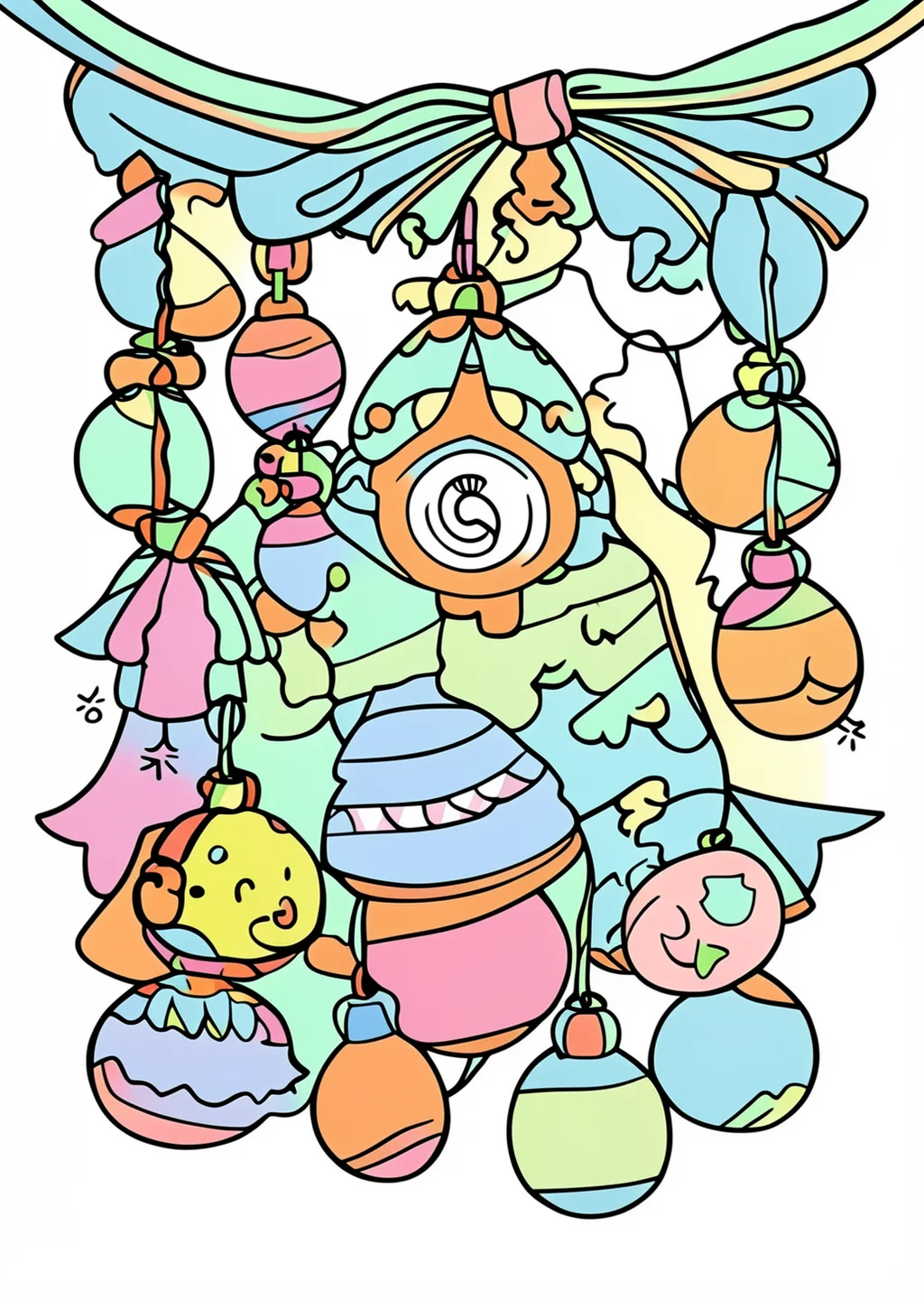 お節句のお祝いの塗り絵の見本