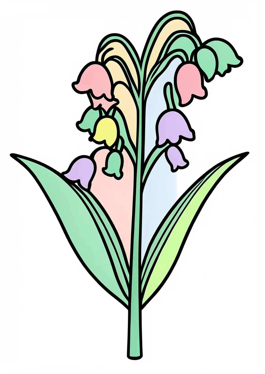 すずらんの花の塗り絵の見本