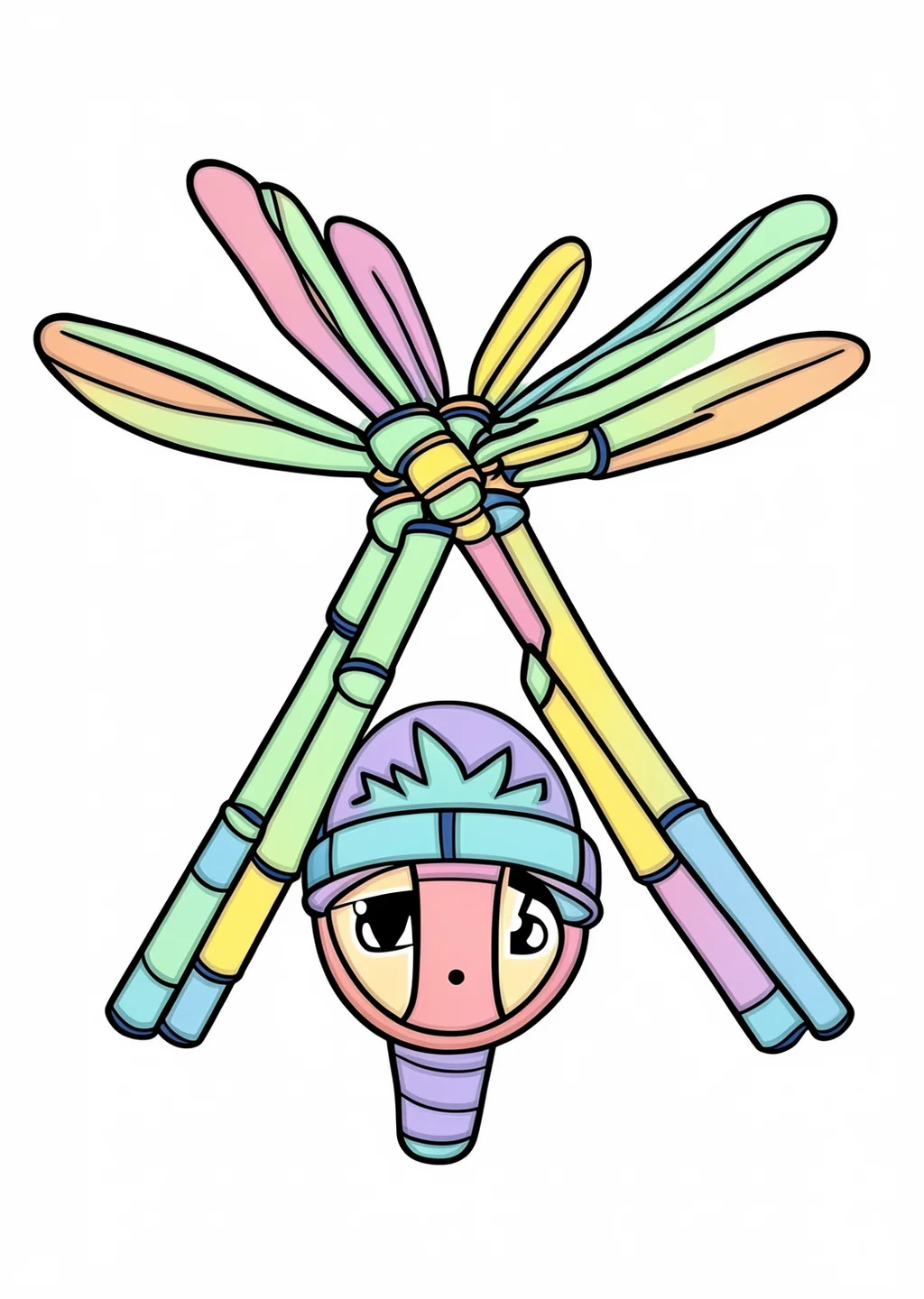 竹とんぼの塗り絵の見本