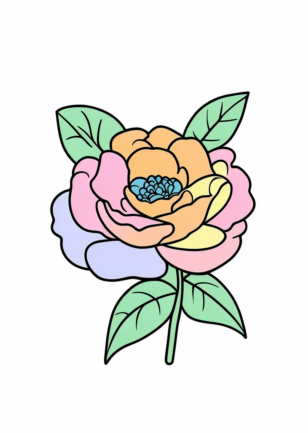 椿の花の塗り絵の見本