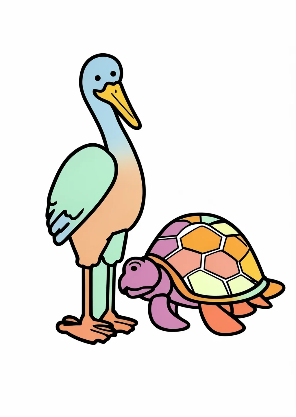 鶴と亀の塗り絵（縁起物）の見本