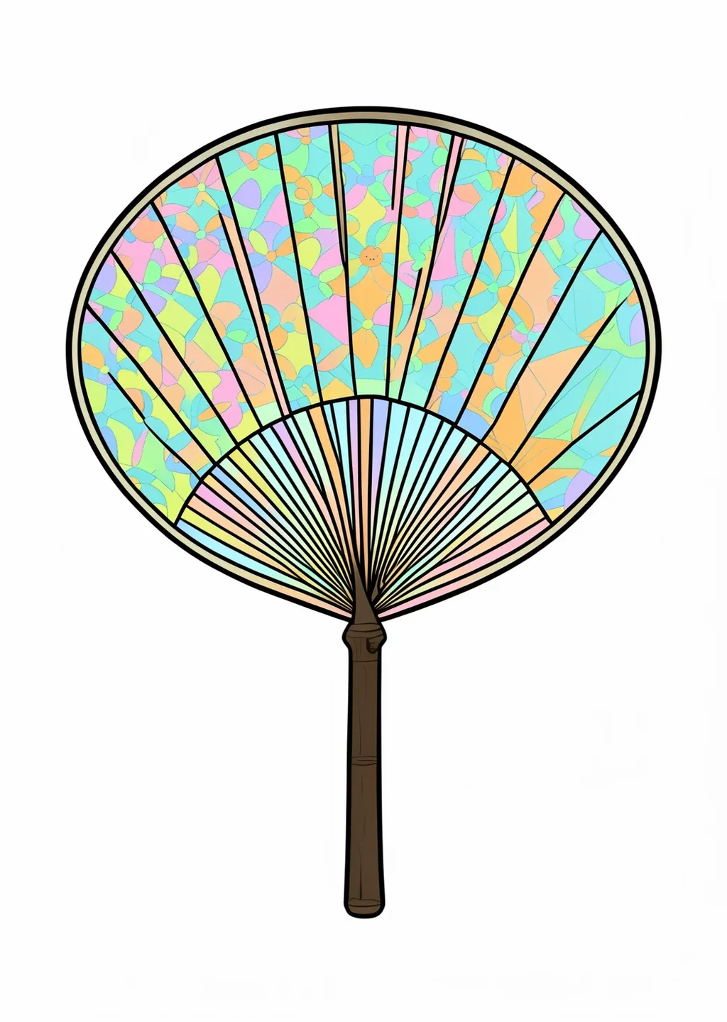 うちわの塗り絵の見本