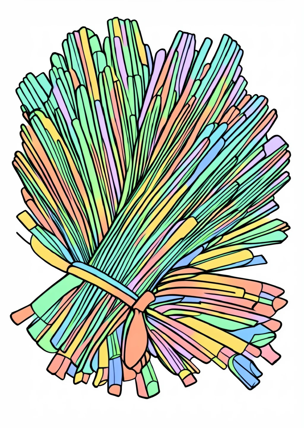 わらしべの塗り絵の見本