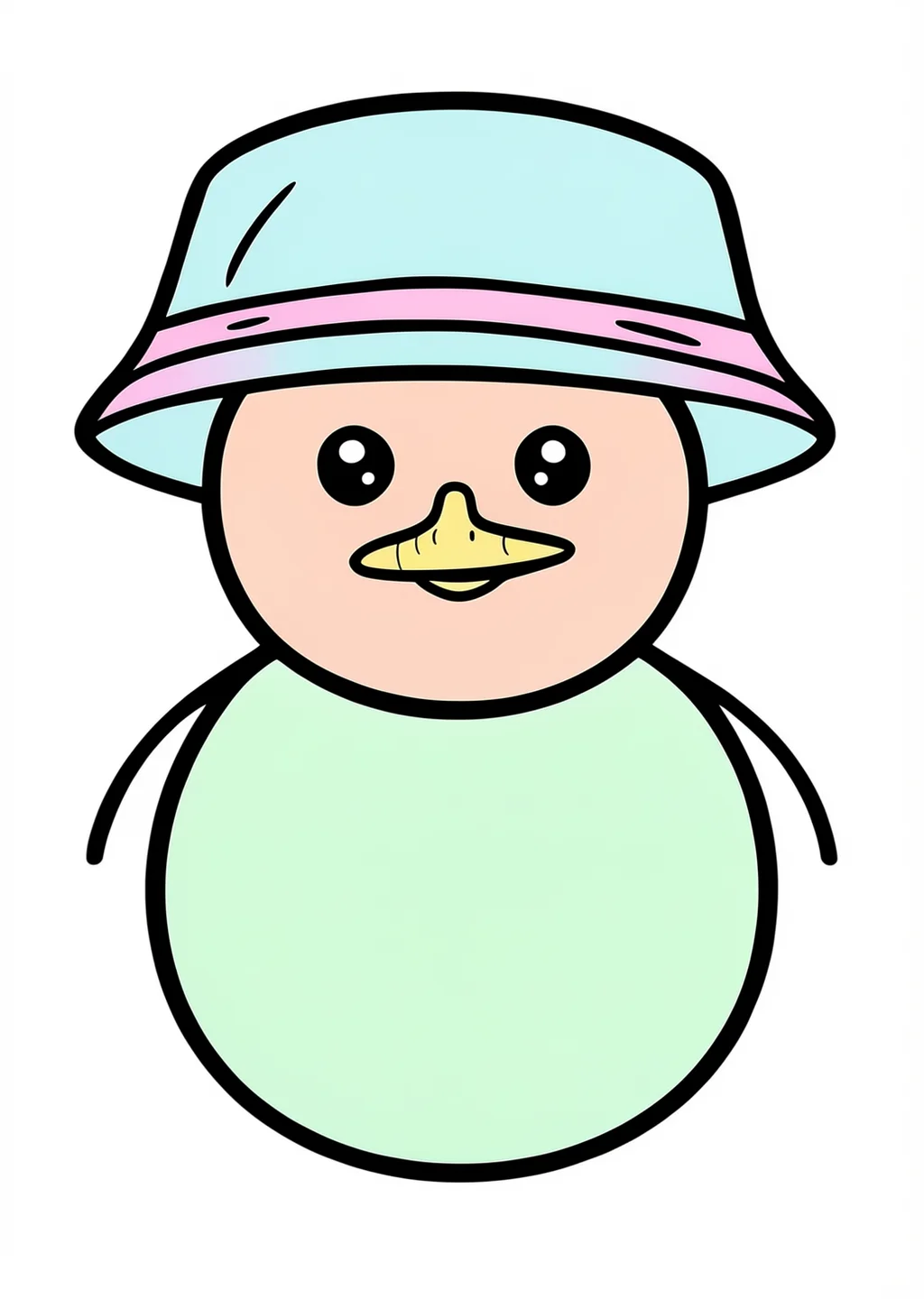 雪だるまの塗り絵(簡単)の見本