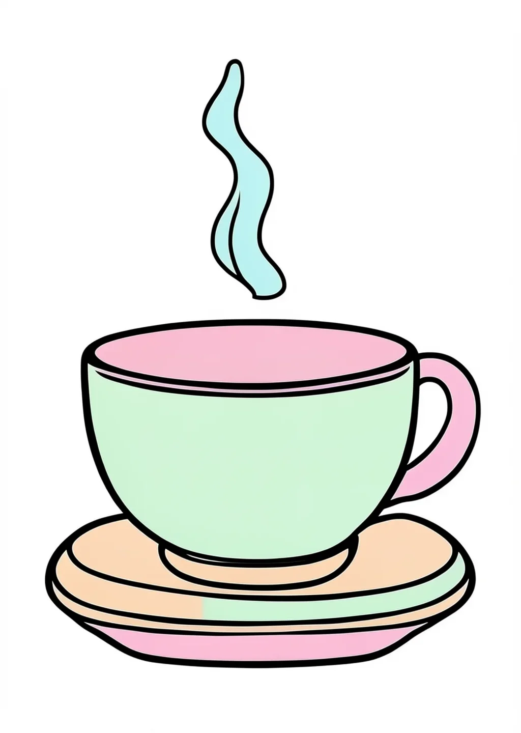 湯呑みとお茶の塗り絵の見本