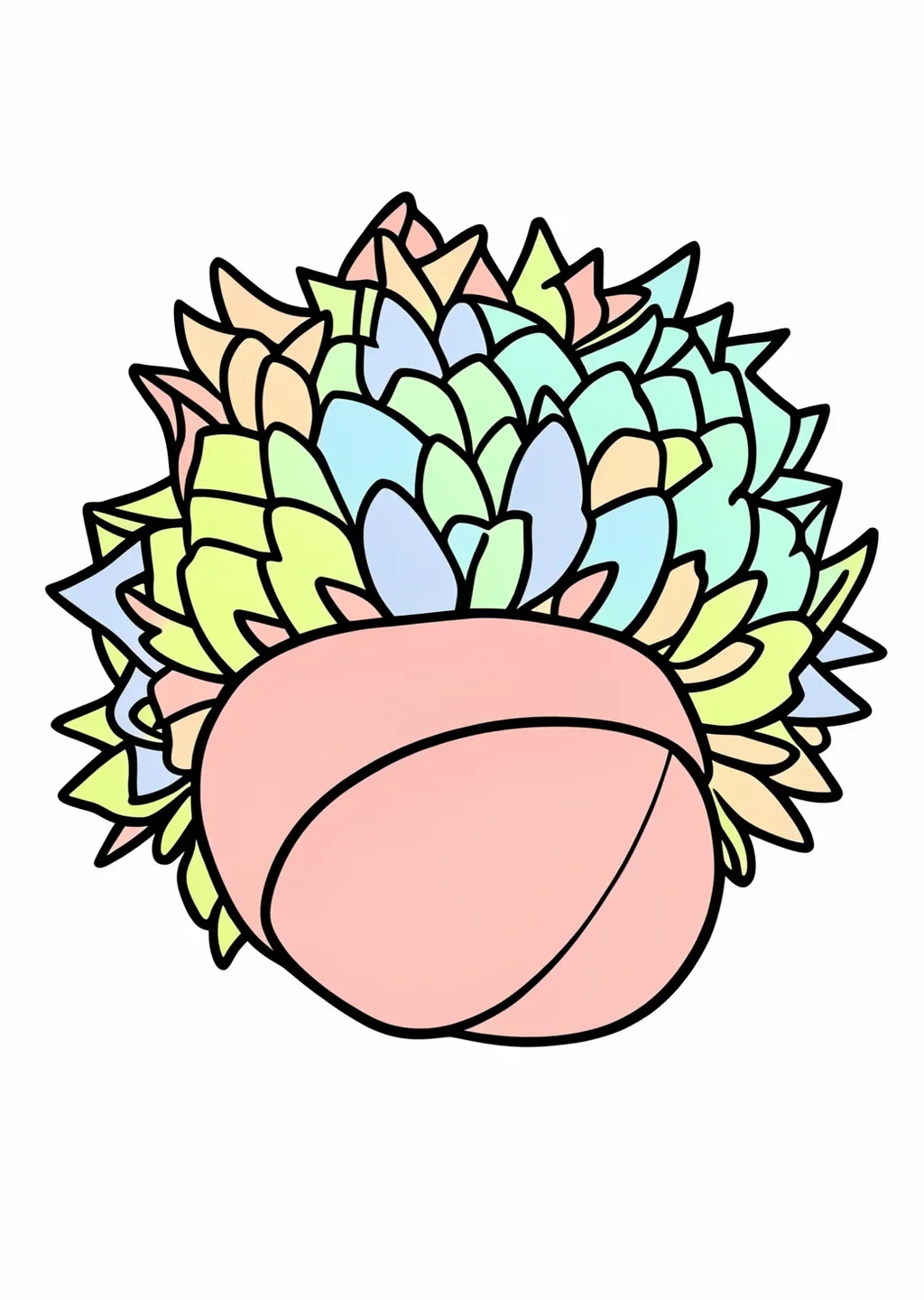 栗(いが栗)の塗り絵の見本