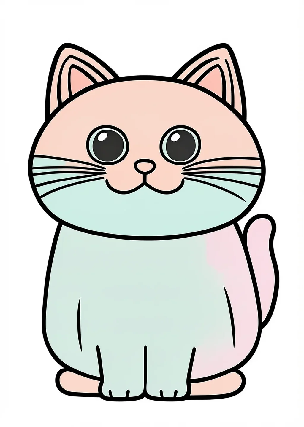 招き猫の塗り絵の見本
