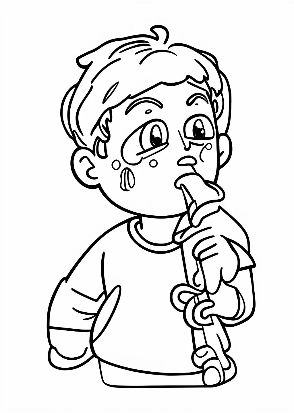 パイプをくわえた少年の塗り絵
