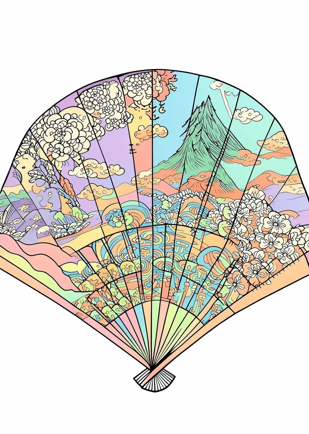 扇子の塗り絵の見本