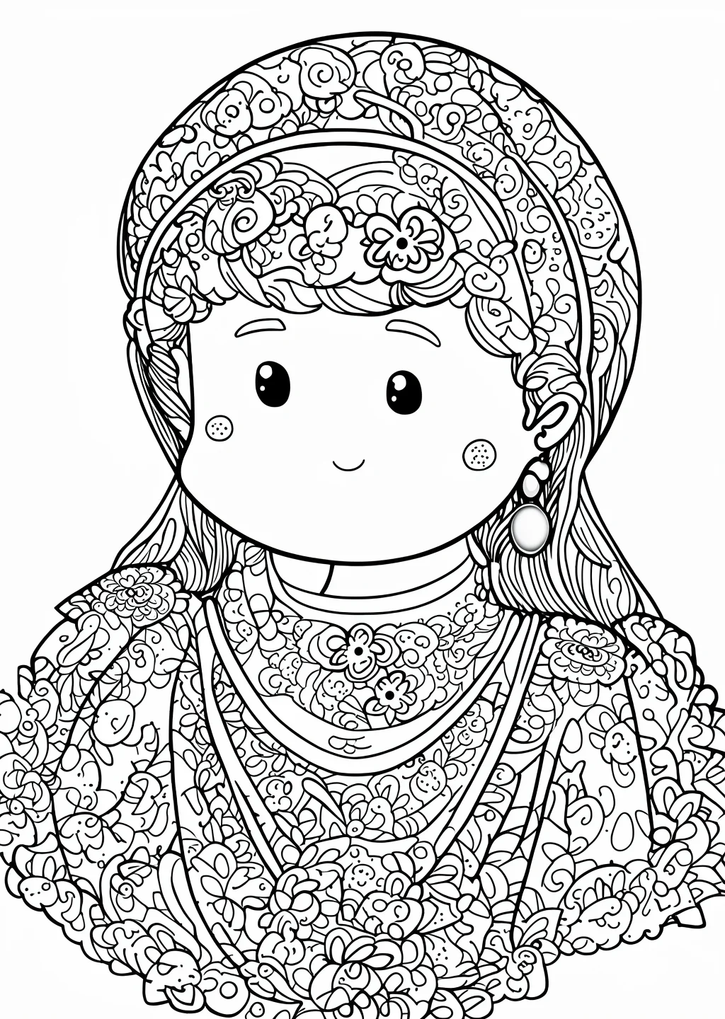 真珠の耳飾りの少女の塗り絵