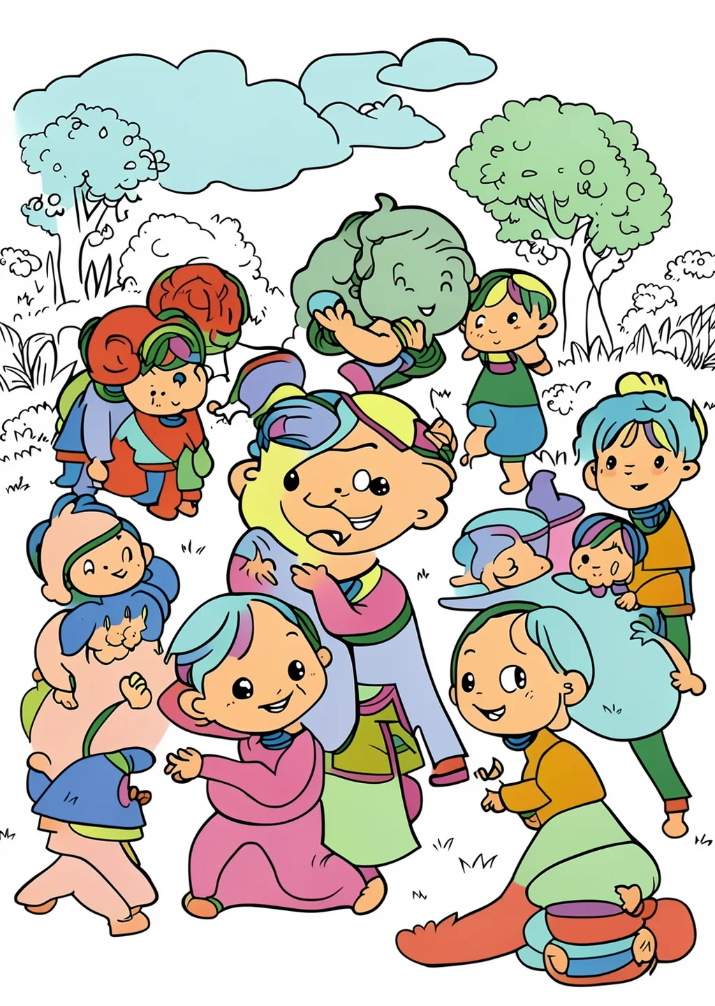 ルノワール風・子供の塗り絵の見本