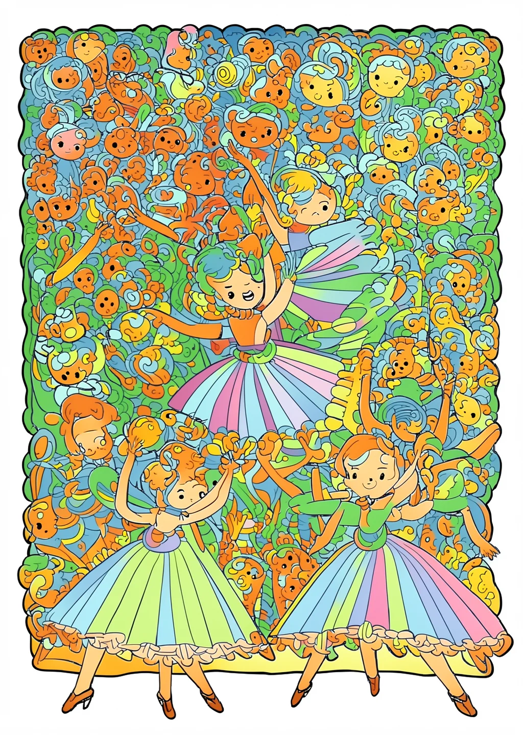 ドガ風・ダンスの塗り絵の見本