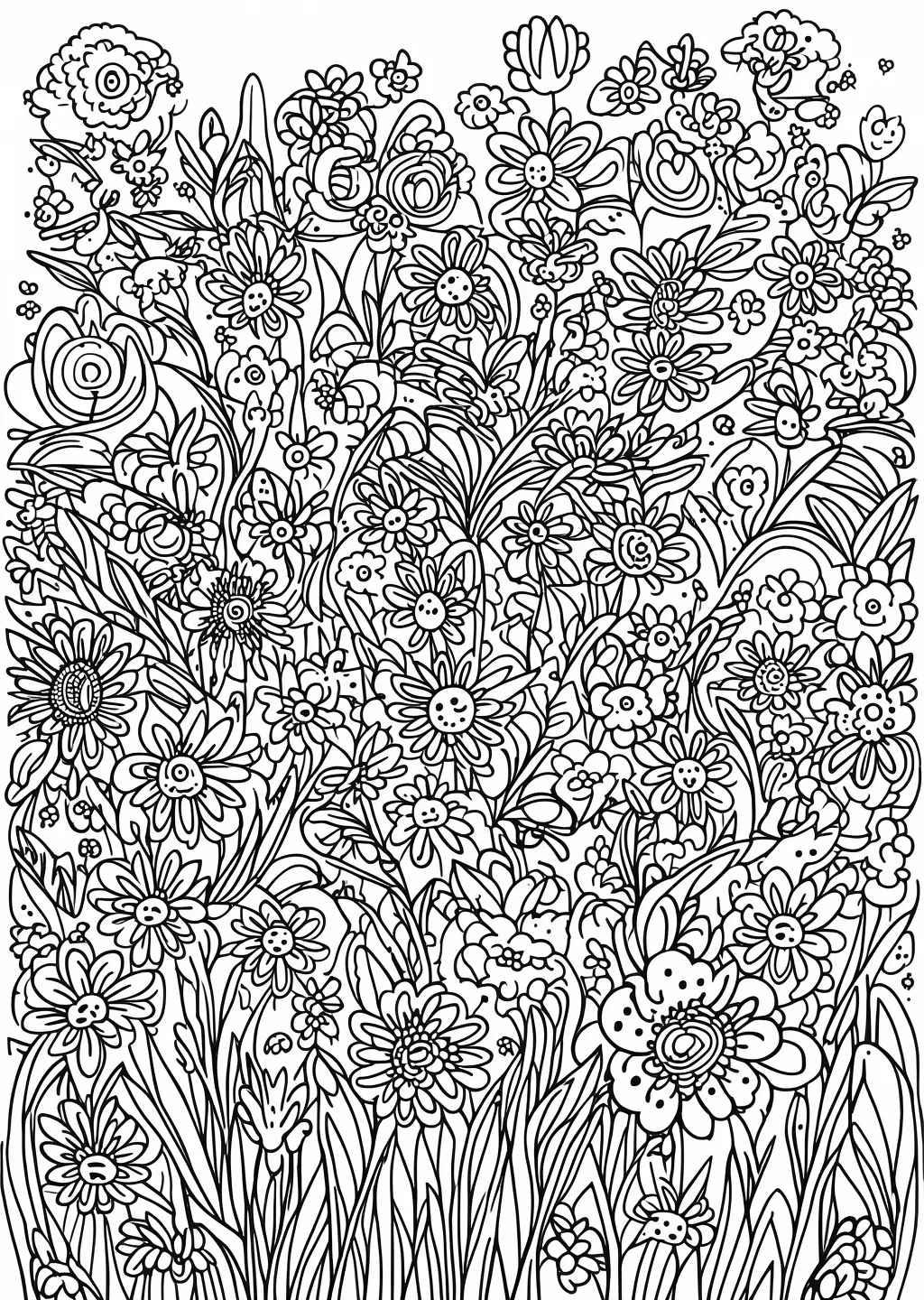 ゴッホ風・野原の塗り絵