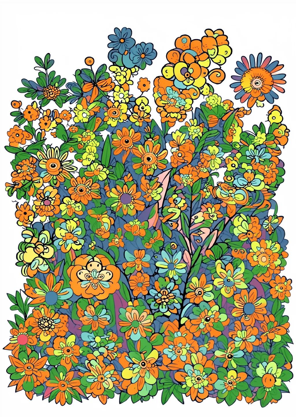 モネ風・花園の塗り絵の見本