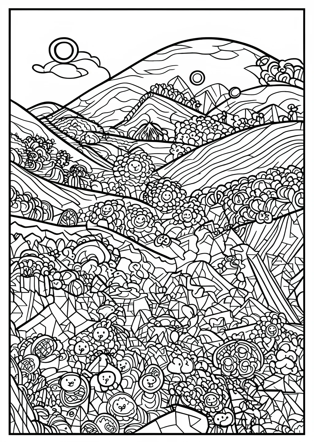セザンヌ風・丘の塗り絵