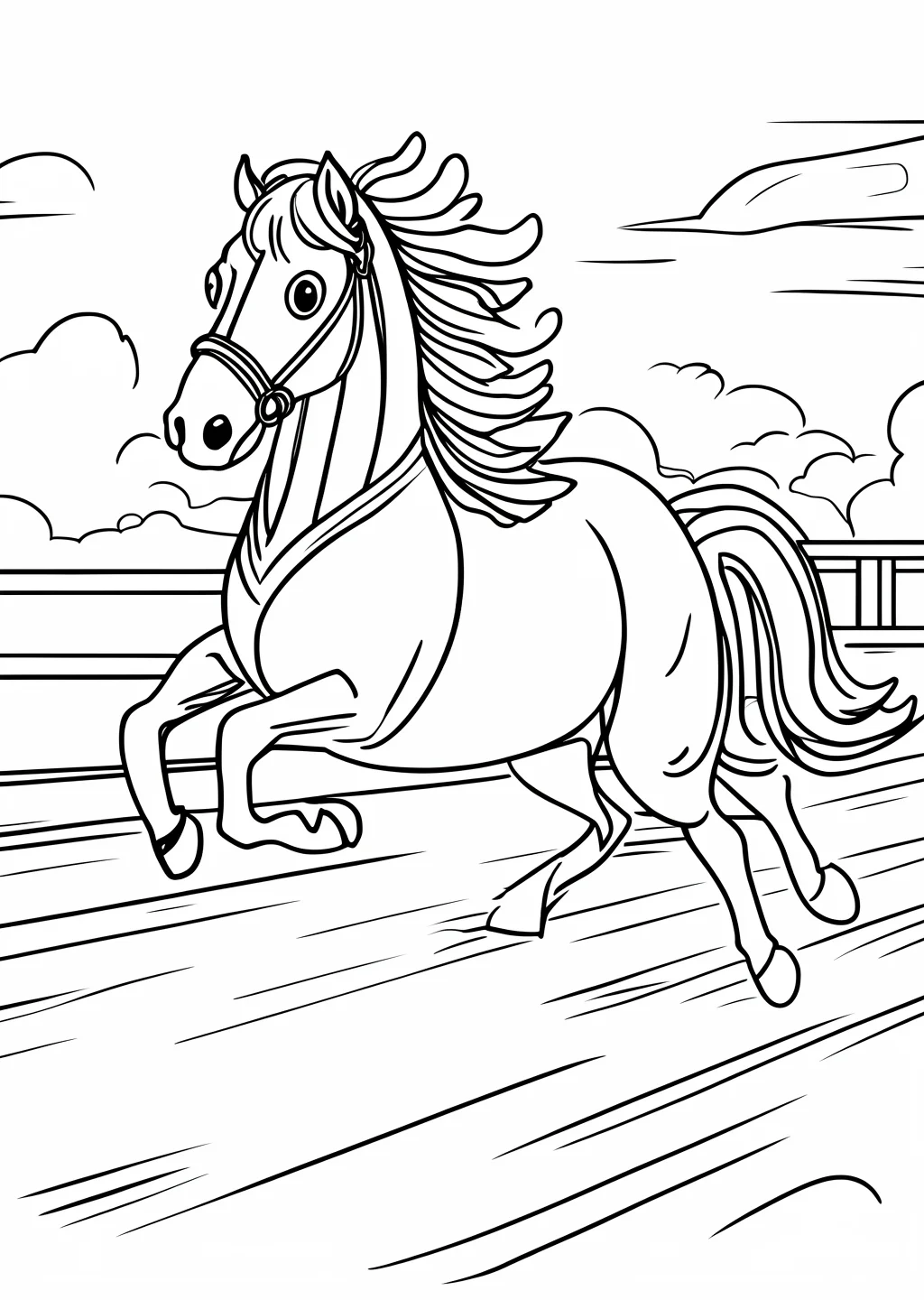 ドガ風・馬の塗り絵