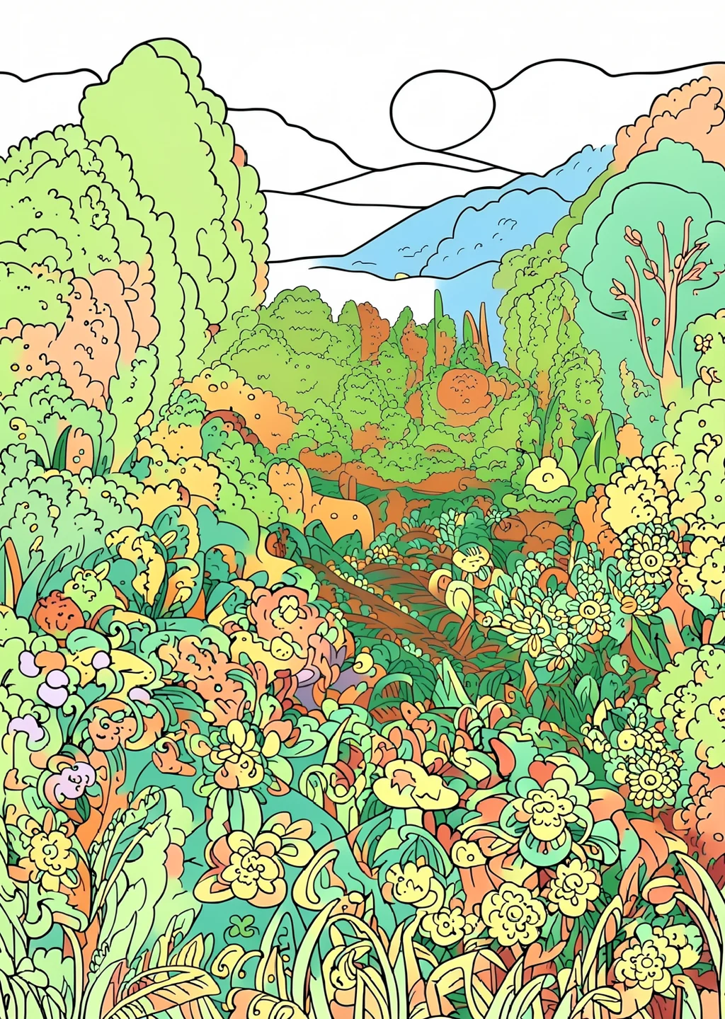モネ風・朝の塗り絵の見本