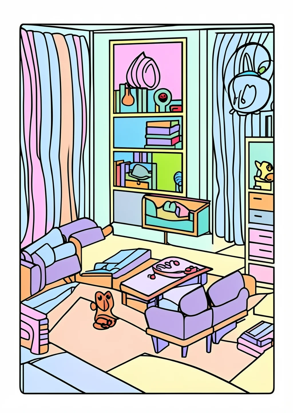 ヴィユアール風・部屋の塗り絵の見本