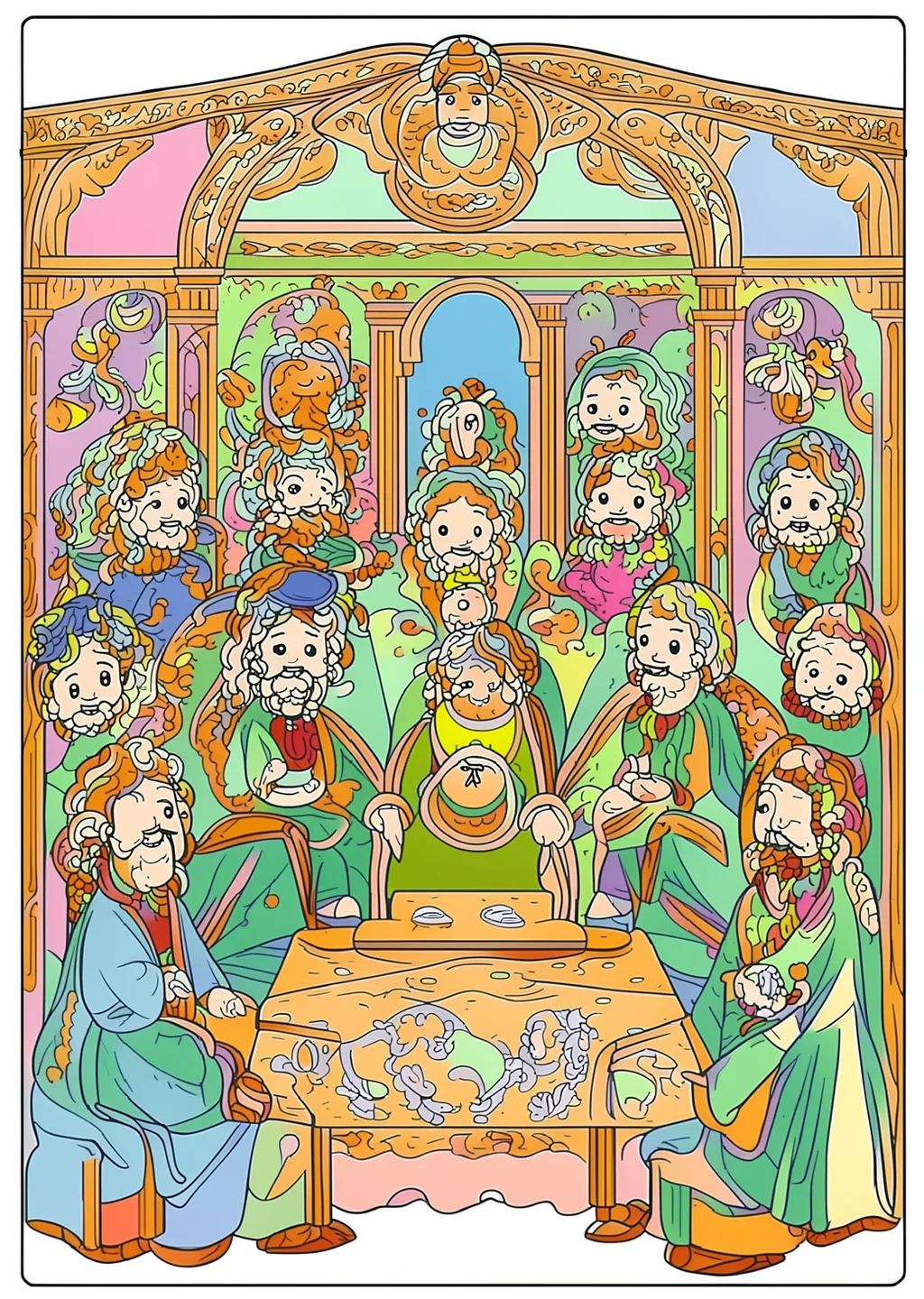 最後の晩餐の塗り絵の見本